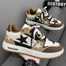 男鞋春季2024新款潮流百搭休闲跑步运动厚底耐磨透气青少年运...