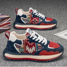 男鞋2024冬季新款舒适印花软底阿甘鞋男士潮流百搭个性运动休闲鞋