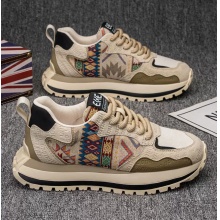 男鞋2024冬季新款舒适印花软底阿甘鞋男士潮流百搭个性运动休闲鞋