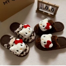 卡通拖鞋居家kt猫少女防滑居家室内毛毛拖鞋懒人懒人鞋平底冬天