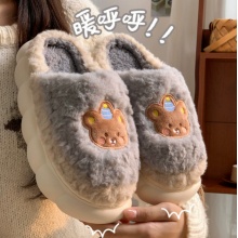 棉拖鞋男士秋冬季室内家居家防滑厚底踩屎感毛毛绒保暖情侣拖鞋女