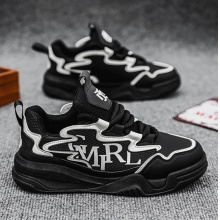 男鞋2024新款秋季百搭皮面跑步运动鞋男士休闲板鞋增高厚底运动鞋