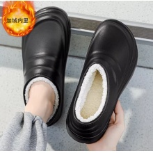 厨师男鞋冬季加绒保暖棉鞋厨房专用防水防滑耐磨黑色上班工作潮鞋
