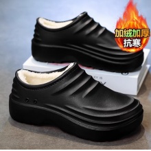 厨师男鞋冬季加绒保暖棉鞋厨房专用防水防滑耐磨黑色上班工作潮鞋