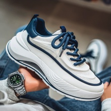 男鞋2025春季新款青少年复古潮流百搭英伦休闲运动男士厚底老...