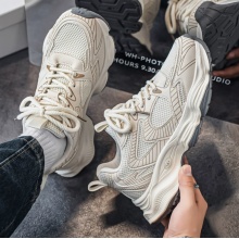 男鞋2025夏季新款个性韩版厚底老爹鞋青少年网面透气防臭运动潮鞋