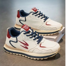 男鞋新款春季潮流百搭青少年休闲皮面跑步运动厚底耐磨男士老爹鞋