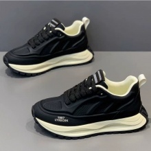 阿甘男鞋冬季潮流百搭休闲青少年跑步防滑运动厚底增高黑色老爹鞋