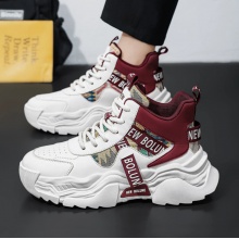 男鞋2025新款网红百搭皮面高帮休闲运动鞋青少年厚底增高老爹潮鞋